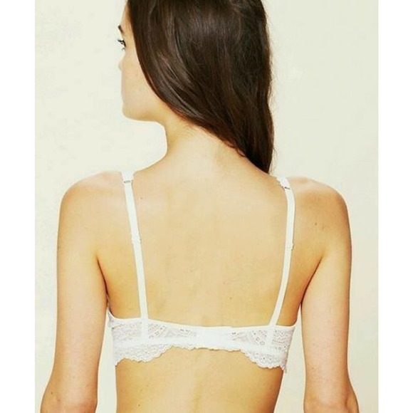 New Free People Intimately Lace Plunge Undwire Bra $48 Size 32C Ivory - Picture 2 of 4